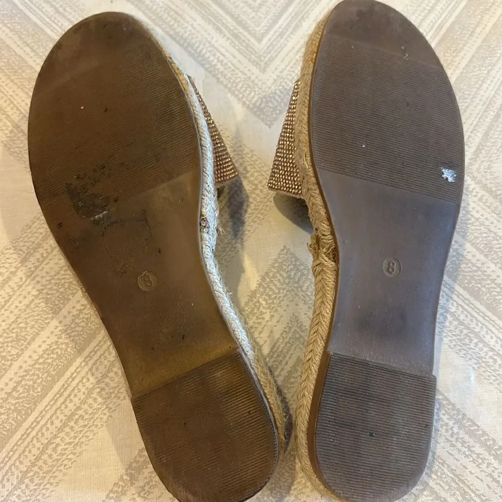 ShuShop Rose Gold Espadrille Slide Sandals - Size 8